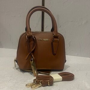 Steve Madden Brown Mini Dome Satchel with Gold Hardware